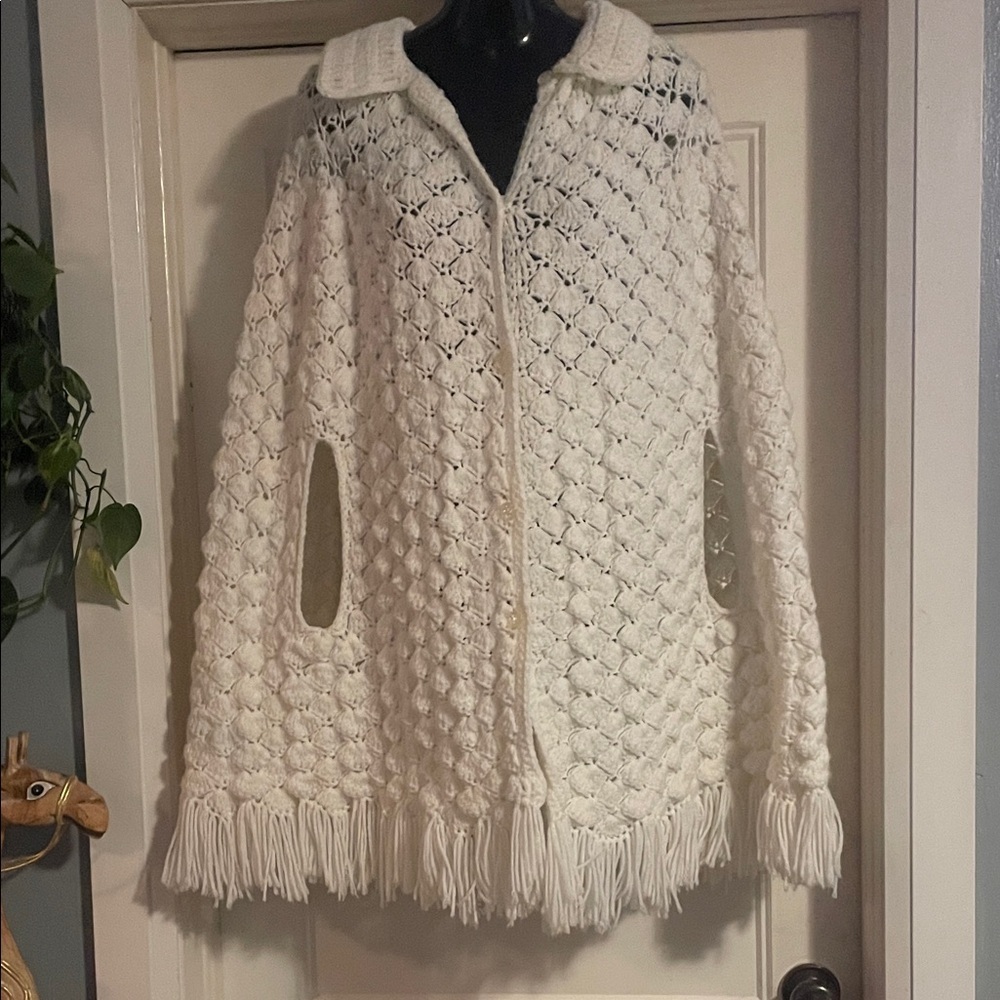 beautiful handmade White Crochet Women's Sweater